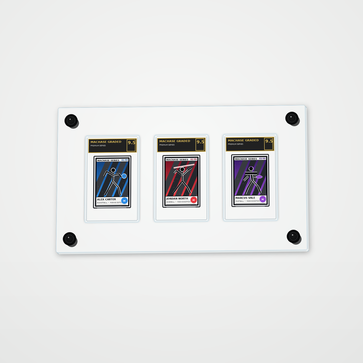 Machase Display — Three Card Horizontal